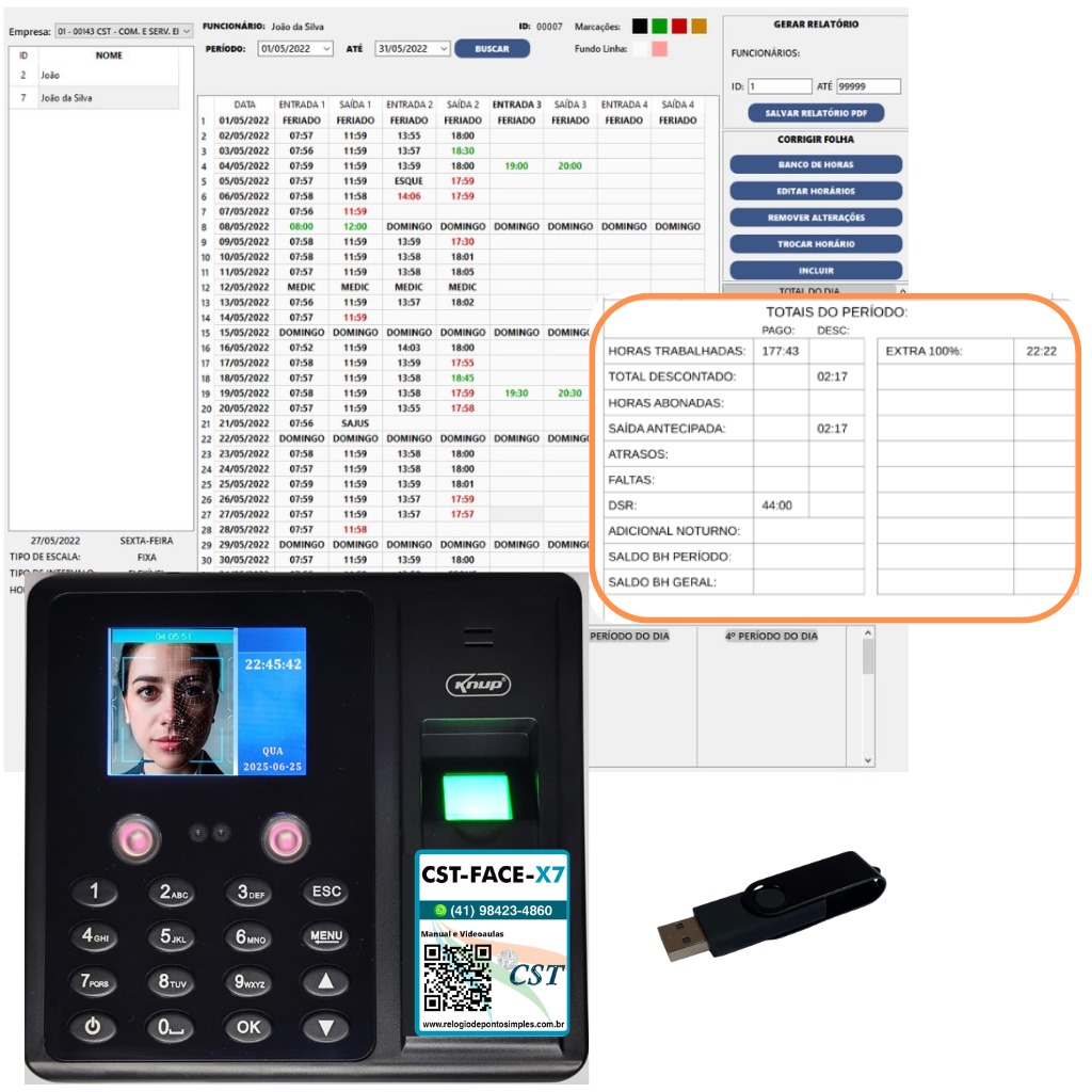 Foto do Relógio Ponto Facial + Licença Expert Ponto (1 CNPJ) + Pendrive